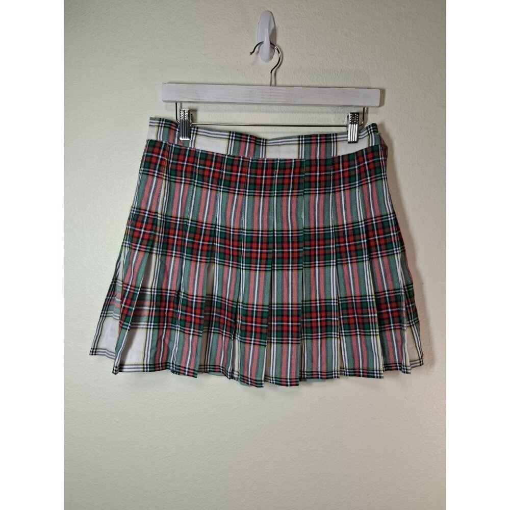 NWOT Aerie Pleated Mini Skirt Plaid Y2K Retro Christmas SchoolGirl Costume Large
